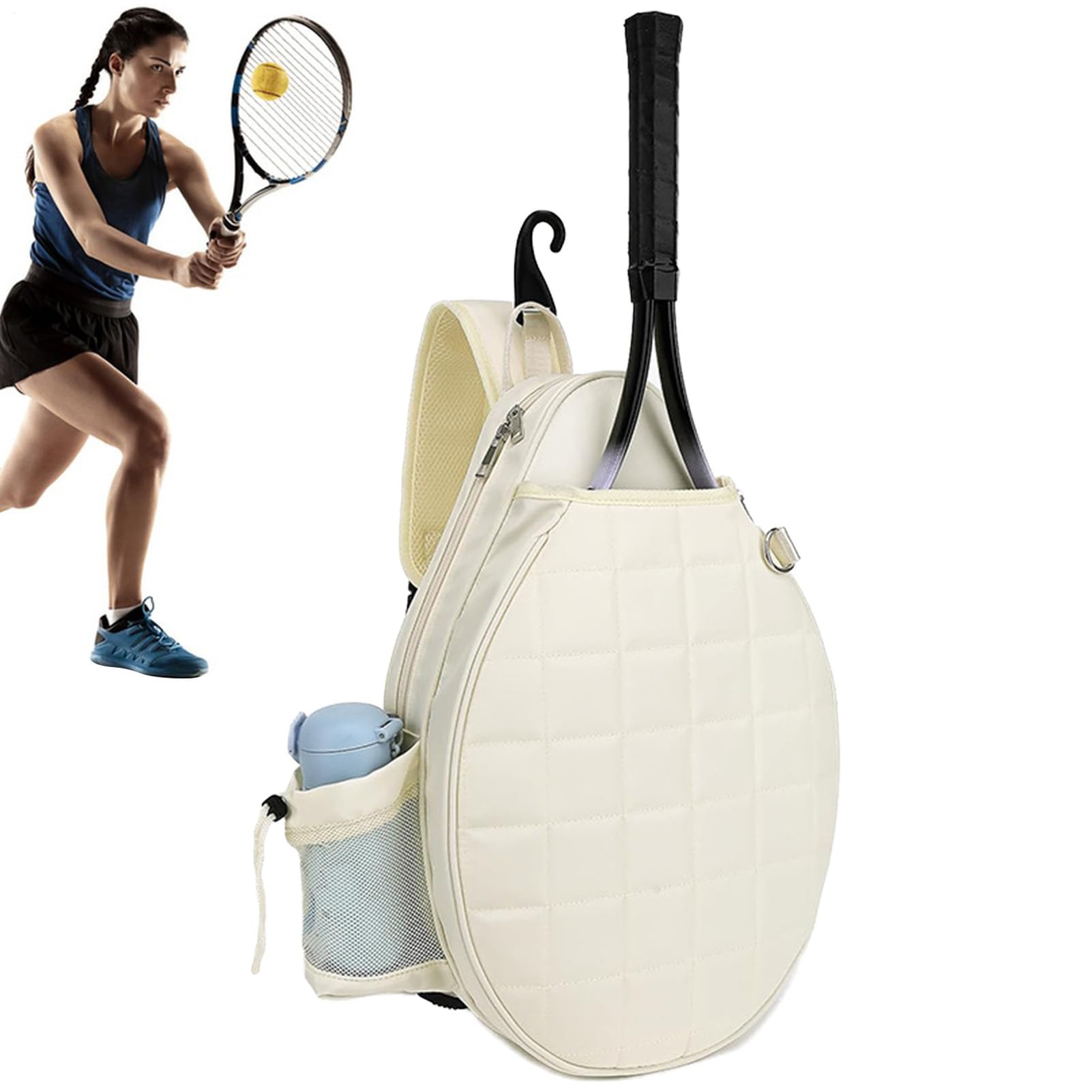Genérico Tennisschläger für Damen, Tennisschläger mit gepolstertem Gurt | und Hakengriff, bedruckte Schultertasche mit Brustgitter, wasserdichte Tennistasche