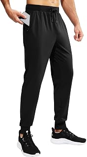 Men's Joggers Pants with Zipper Pockets Quick Dry Athletic Running Workout Gym Tapered Sweatpants, Lightweight