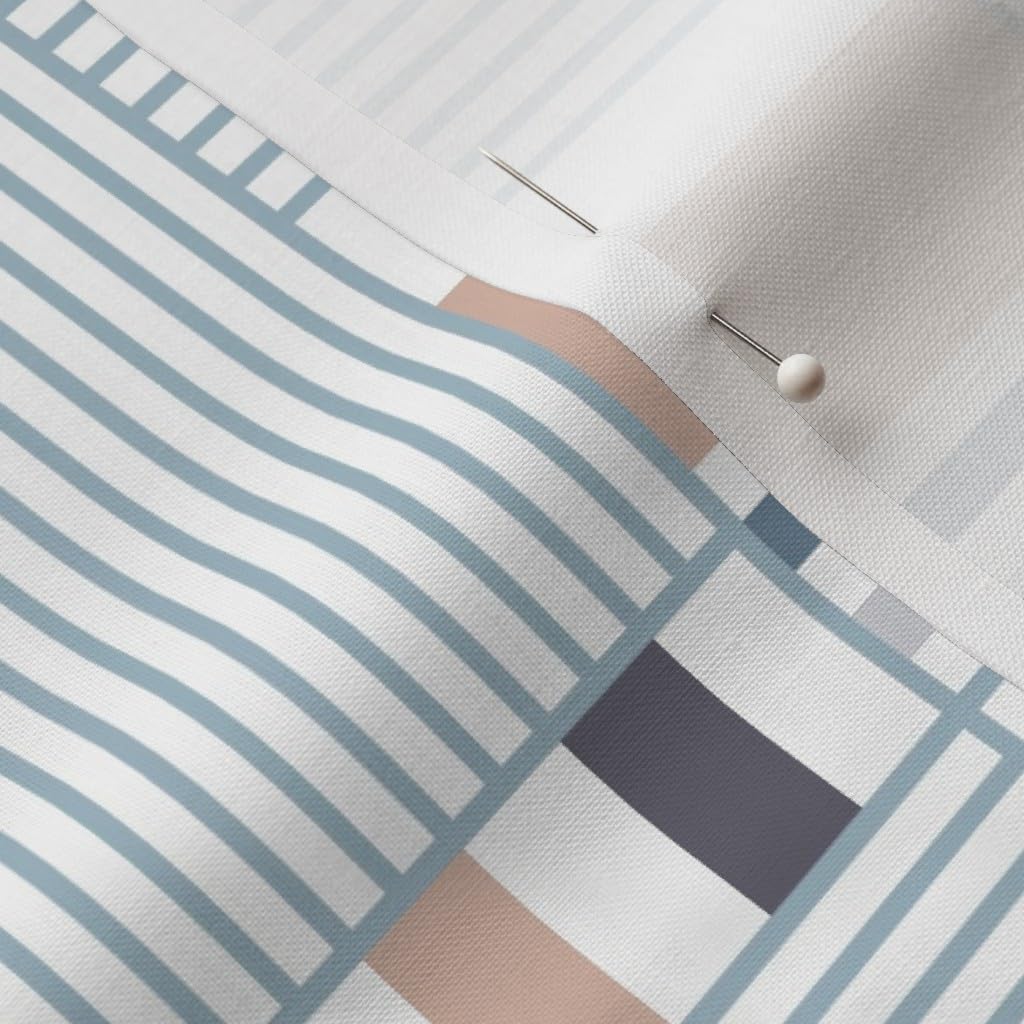 Spoonflower Fabric - Pink Blue White Preppy Coastal Classic Beach Colorful Summer Nautical Printed on Petal Cotton Fabric Fat Quarter - Sewing Quilting Apparel Crafts Decor