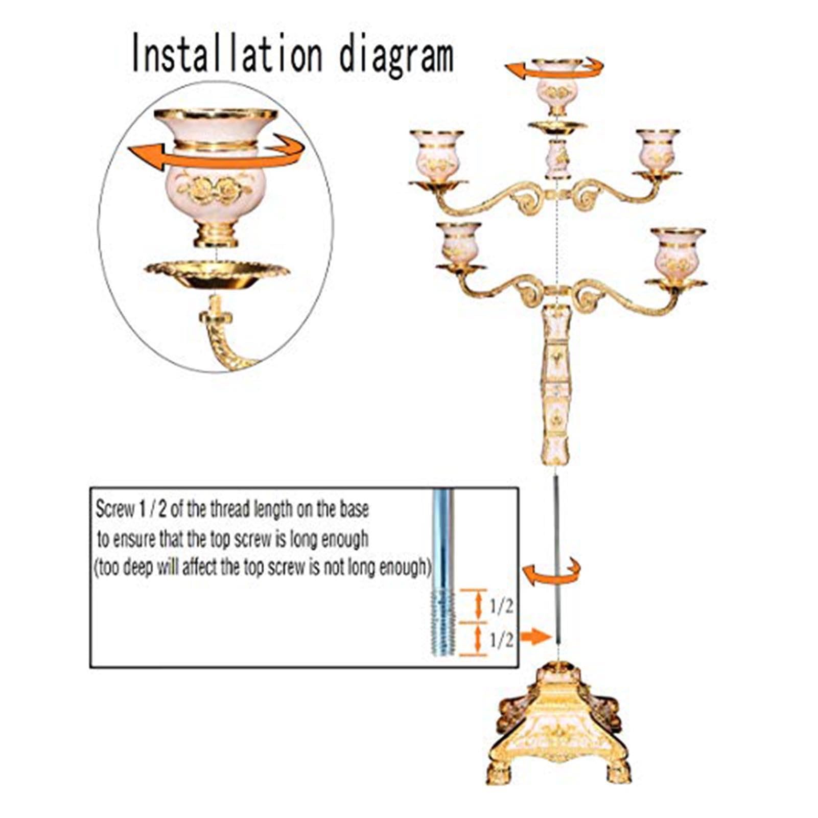 Portacandele - Candelabro A 5 Bracci In Stile Europeo, In Metallo; Ideale Per Cene, Feste E Anniversari