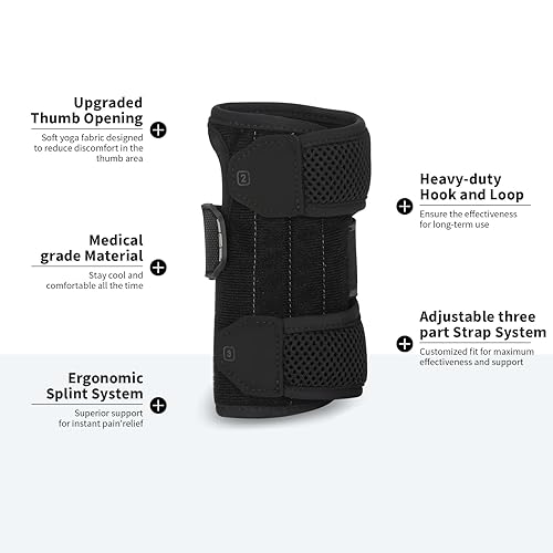 Miniatura 3 de Muñequera para túnel carpiano, soporte de noche, soporte de muñeca ajustable con férula y cojín terapéutico, soporte de compresión para mujeres y