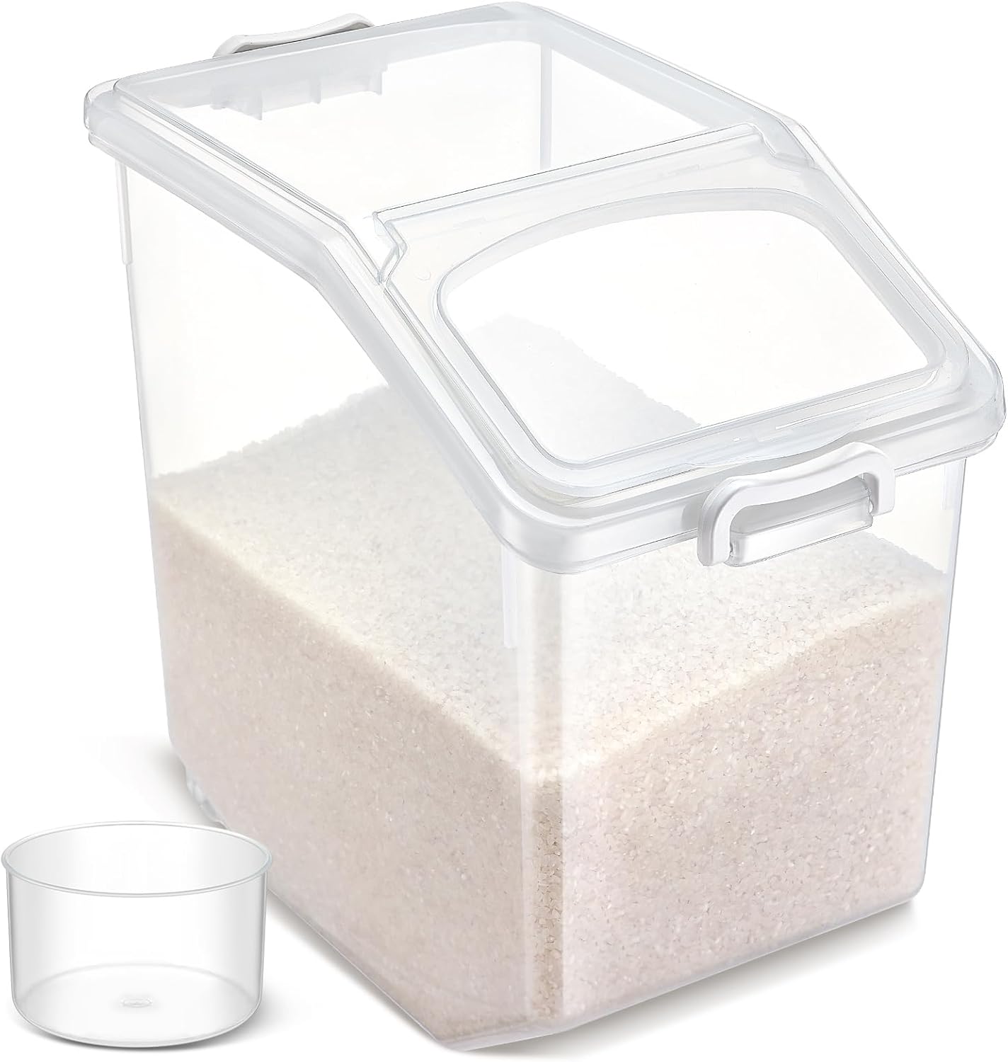 40 Lbs Rice Storage Container Plastic Flour Rice Storage Bin Cereal Food Rice Holder with Lid Clear Rice Bin Large Rice Box for Kitchen Sugar Pantry Grain Dry Food Organization