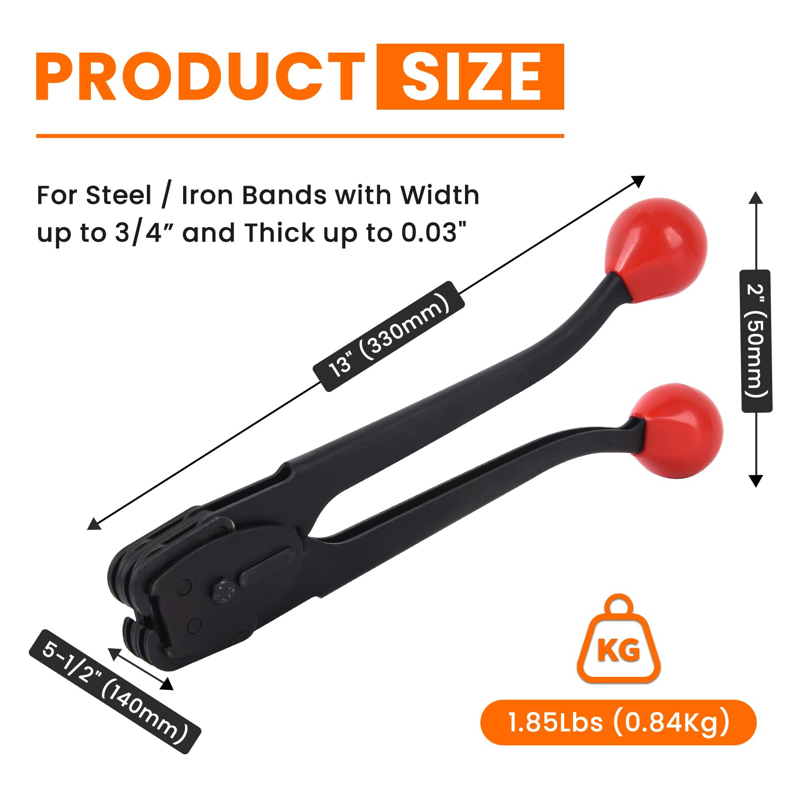 Steel Banding Tool Strapping Sealer - Double-Notched Front Action 2 in 1 Crimper & Sealer for 3/4