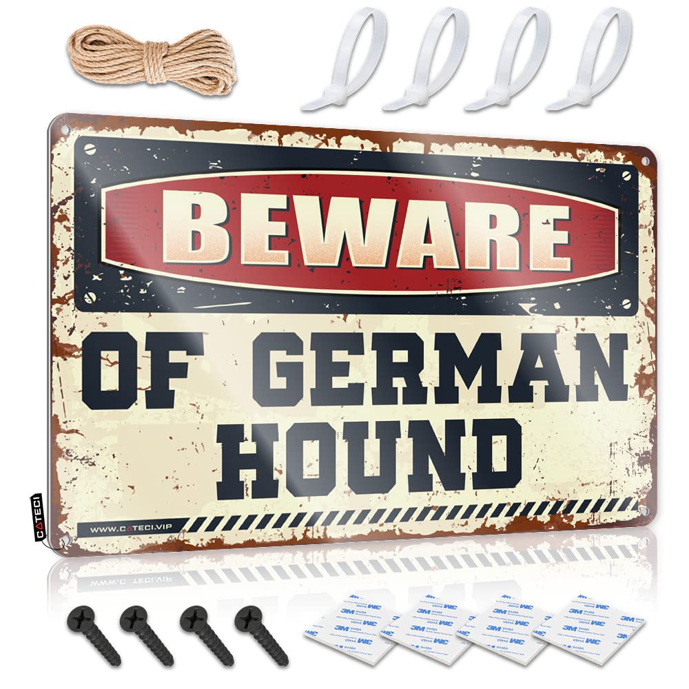 Beware Of German Hound Vintage Wall Decor Metal Decorative | Western Bathroom Gift For Camper Hanging Art For Darts Living Room(30X40CM)