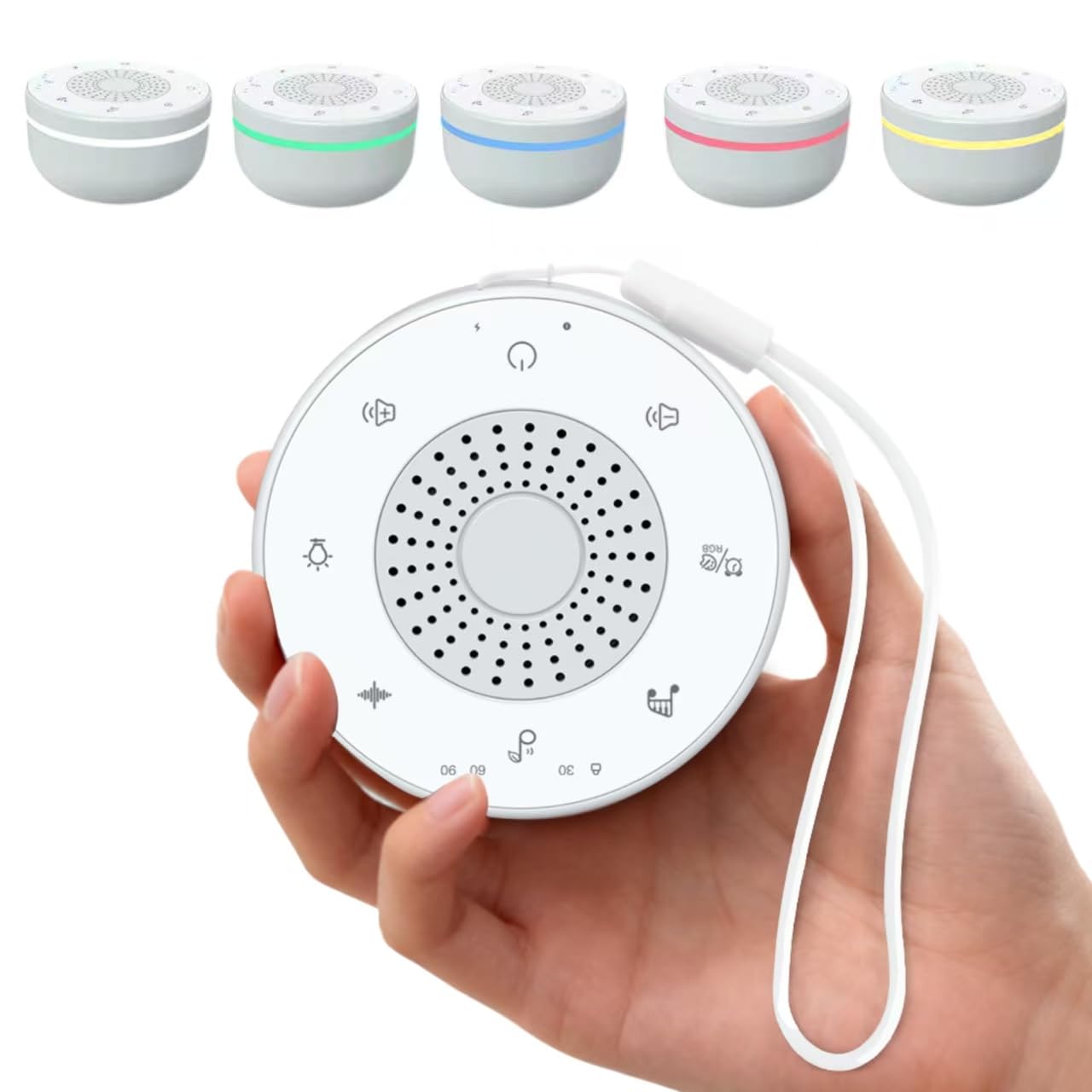EMEBAY Machine à Bruit Blanc, Boite Musique Thérapie Sonore Avec 30 Sons Apaisants, Veilleuse/Fonction Mémoire/32 Niveaux de Volume/3 Minuteries, Appareil d'Aide au Sommeil pour Adultes et Enfants