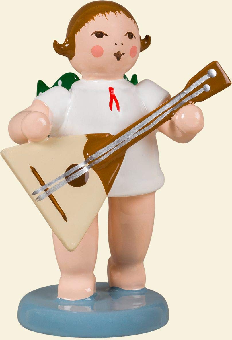 Ange de Noël lumineux Rudolphs figurine de collection en bois avec balalaïque de 6.5cm