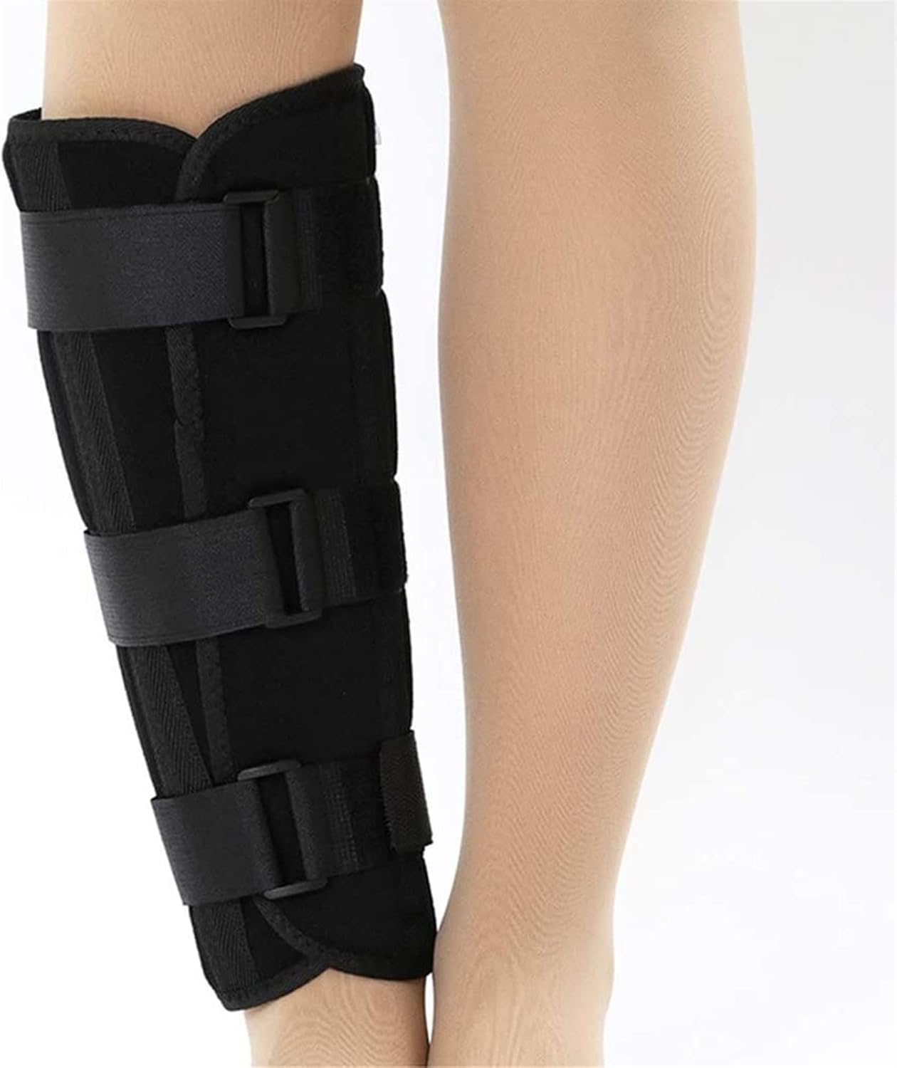 Shank Calf Support Night Splint Support Brace, Tibia and Fibula Fracture Orthosis External Adjustable Fixation Strap Wrap Sleeve Belt Protector-Right-M