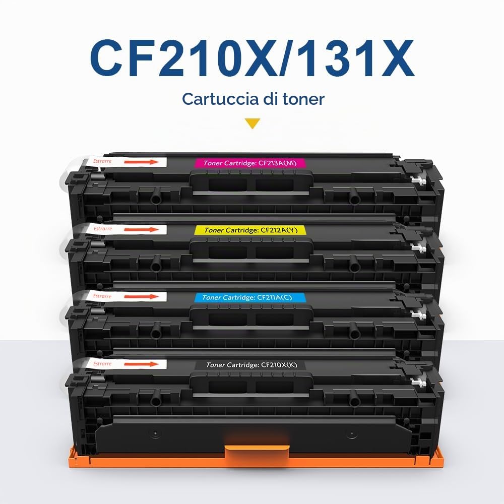 Kit 4 Toner Compatibili HP LaserJet Pro CF210X-CF213A | Print-Klex, Con Indicatore Di Livello
