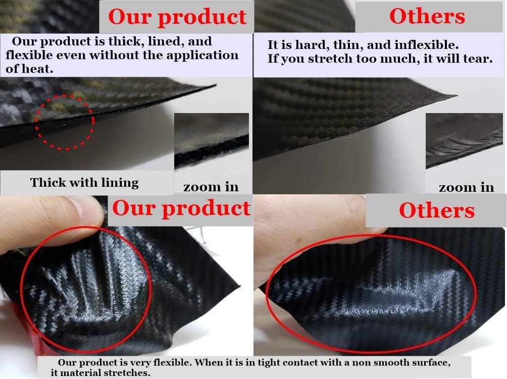 Flexible 3D Carbon Fiber Automotive Car Vinyl Wrap Film Sheet Roll (Gold, 39.3" x 53")