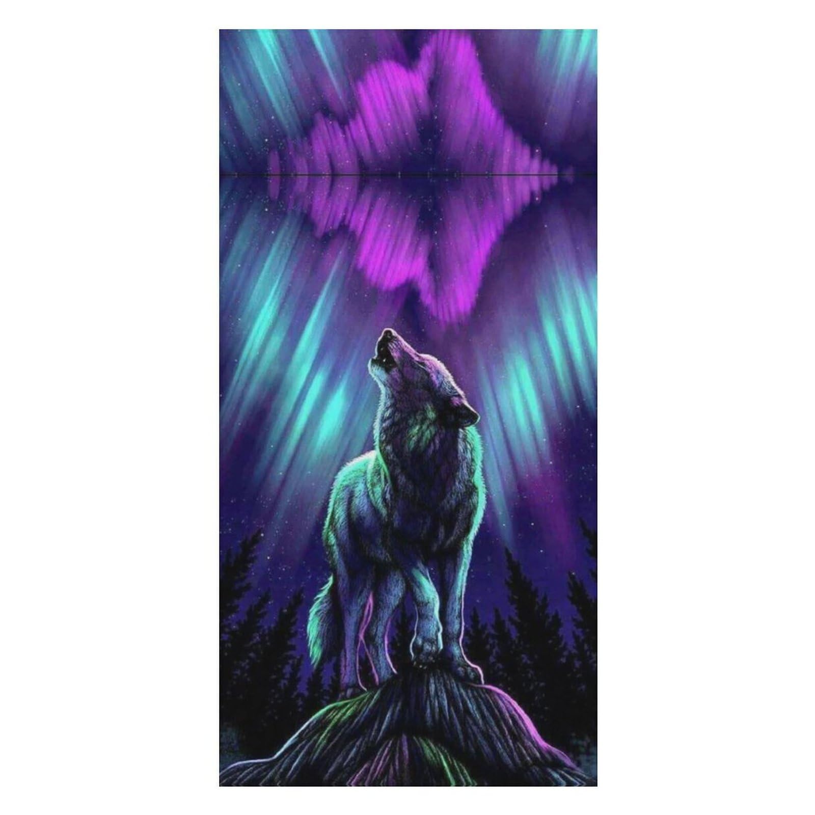 LWORZIIB Beach Towel, Wolves Howl in The Northern Lights Bath Towel, Pool Towel Great for Gym Swimming 80 X 160cm