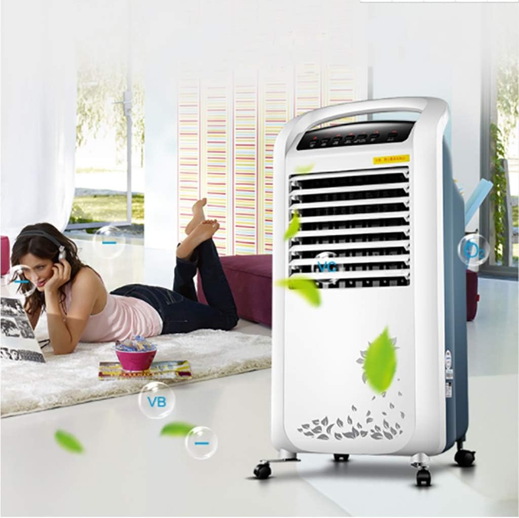 Moving The Air Cooler Cold Warm Dual Use Air Conditioner 4 in 1 Low Noise Large Water Tank No Water Pipe Modern Home Refrigeration Fan White