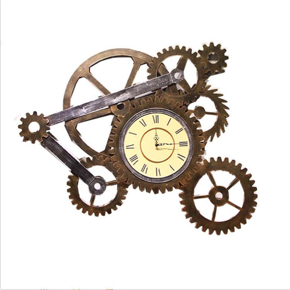 GHGcscas wall clock, Wall Clock Industrial Style Retro Gear Rome Silent Creative Bar Cafe Decoration