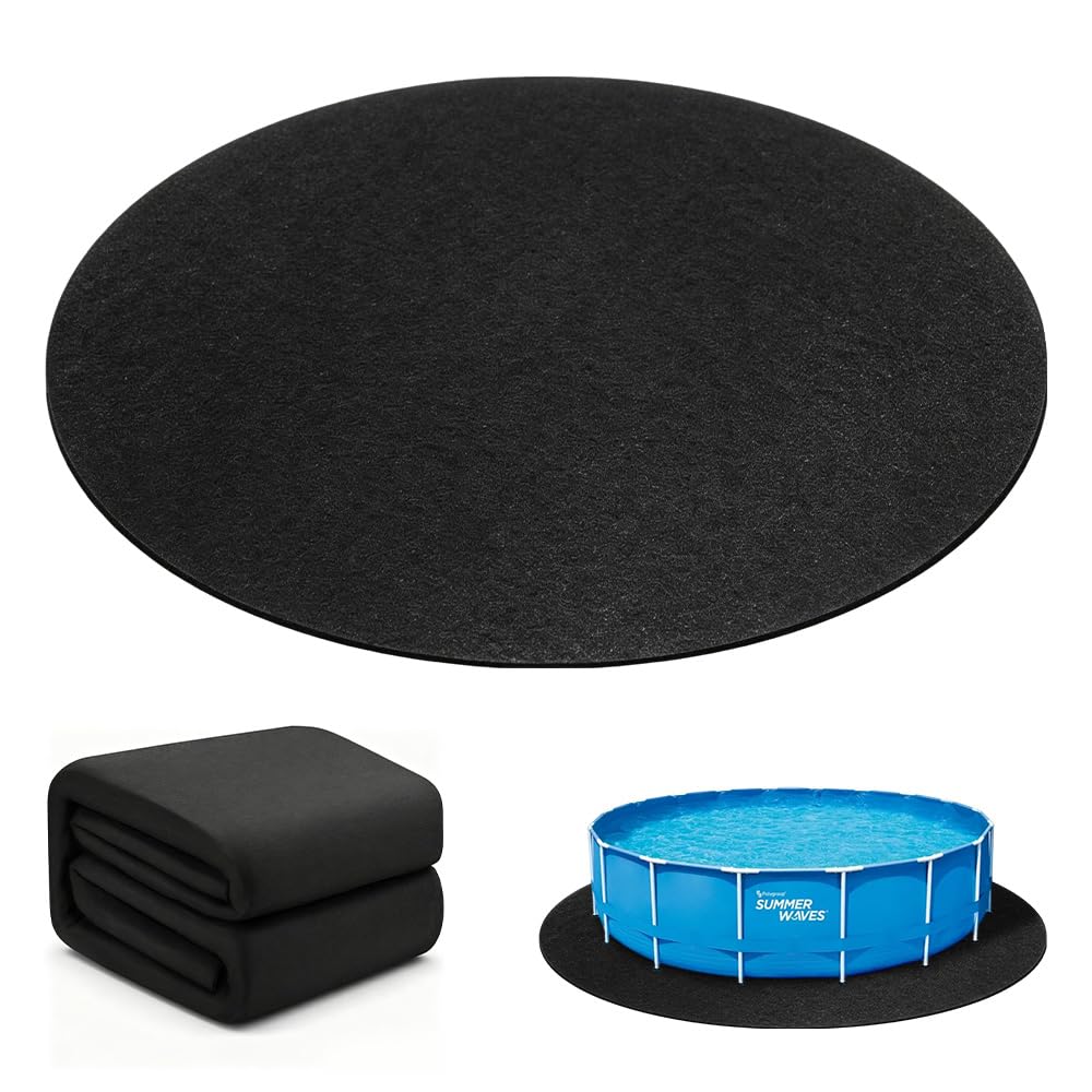 Redonda Tapiz Suelo Piscina, Suelo Piscina 366cm, Protector Suelo Piscina, Protección del Suelo y Absorción de Agua, Base para Piscina Previene Perforaciones, Resistente a Desgarros
