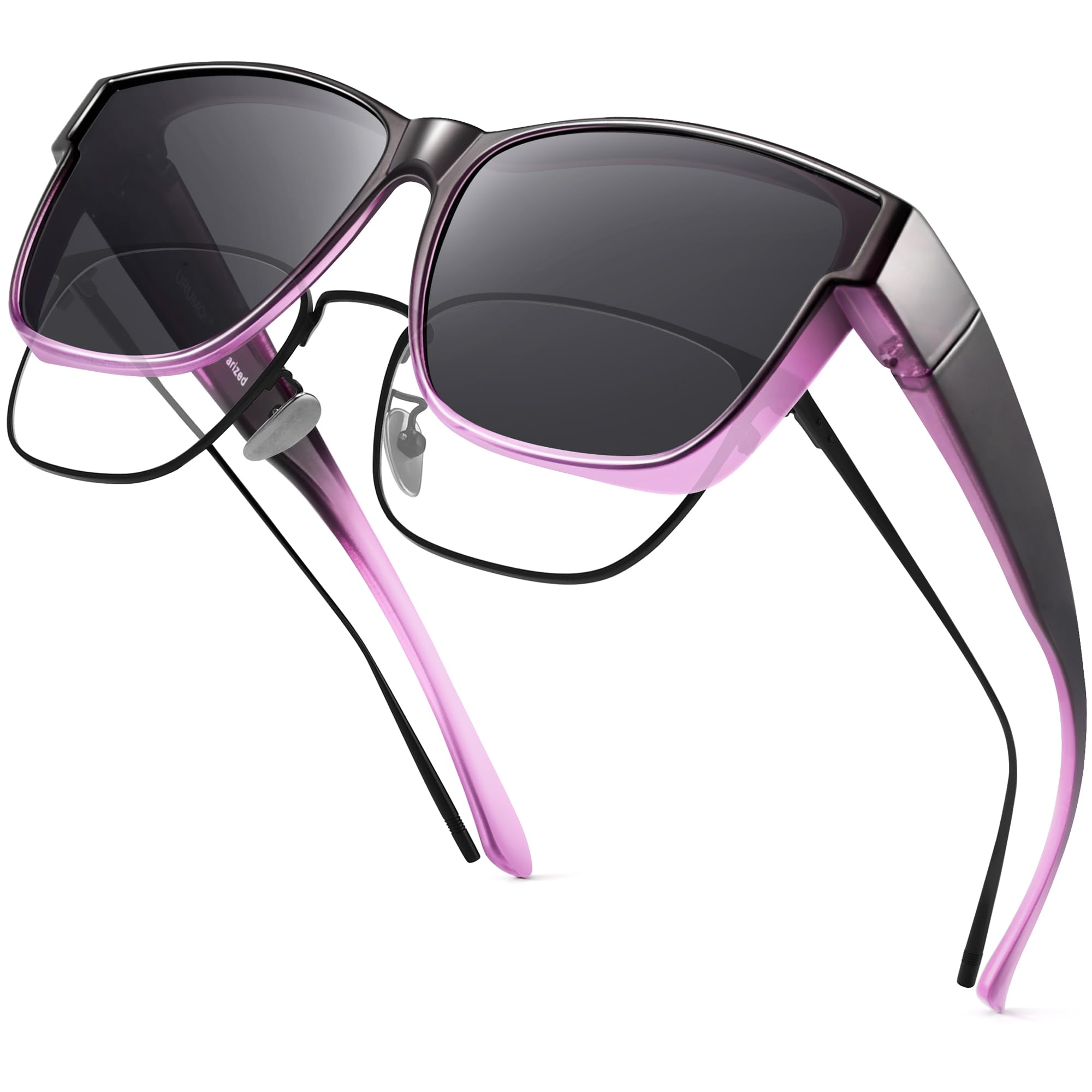 URUMQI Überzieh Sonnenbrille über Normale Brille, Polarisiert Überbrille Sonnenbrille für Brillenträger Damen Herren, Fit over Sunglasses mit UV400 Schutz für Fahren, Angeln Beige Schildpatt Rahmen