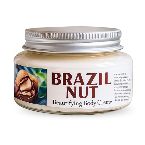 Crema corporal de nuez de Brasil, mantequilla corporal ricamente hidratante para piel seca y envejecida, fórmula antienvejecimiento con mantequilla