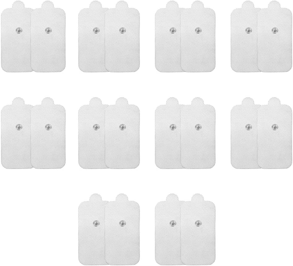 NueMedics Premium Quality Large Replacement Pads for TENS Units - 10 Pairs of Snap TENS Unit Electrodes (20 TENS Unit Pads) - 2" x 4