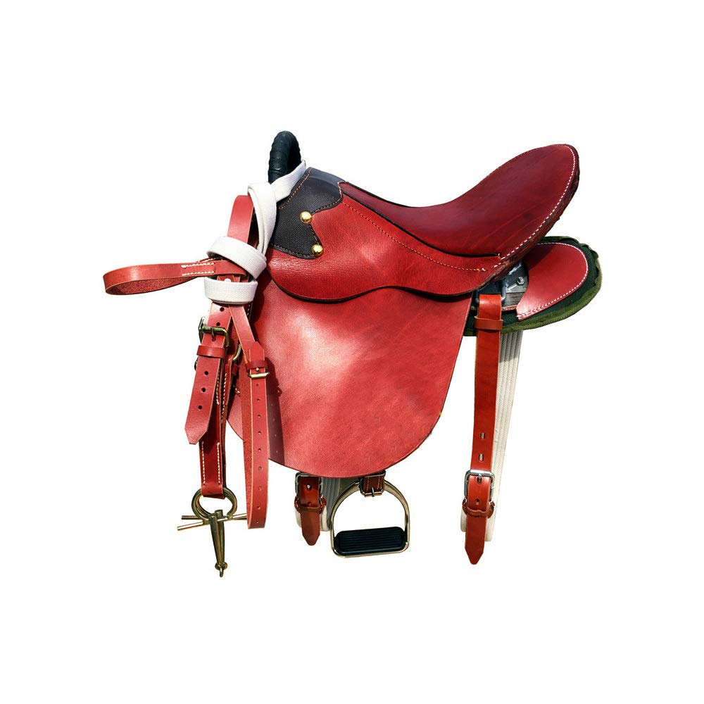 Cavallo da Sella Turisti con Maniglie con Sella in Cuoio Sella Esercito Sella Cavallo da Sella Completo Forniture Equestri,Brown