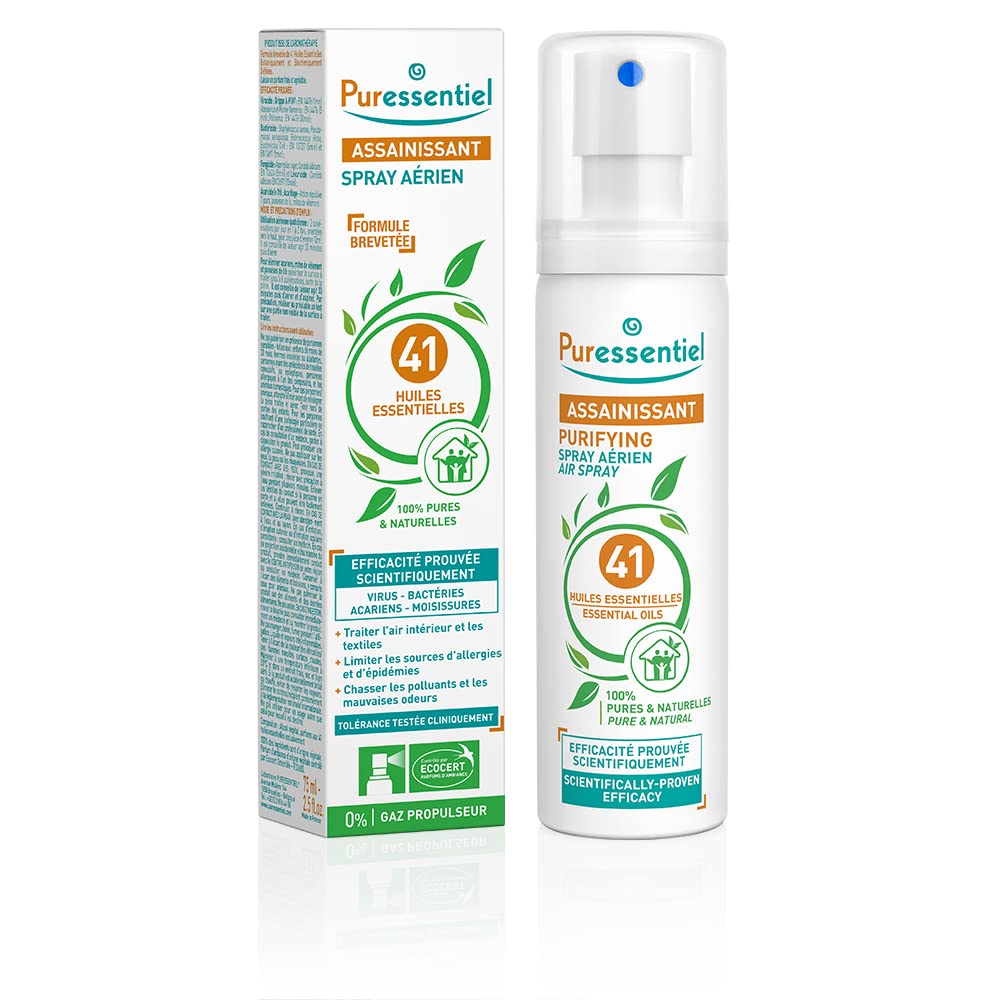 Puressentiel Purifying Air Spray 75 ml - Patented Formula - Air & Surfaces - 100% Natural Origin and Fragrance - Pure Essential Oils - Propellant Gas and aerosol Free - Home, Office, car