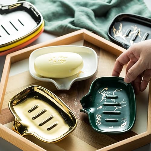 Multi-Color Ceramic Soap Dish For Kitchen Or Bathroom, Easy To Clean, Self Draining Soap Holder, Keeps Soap Dry (Silver) #TOP4