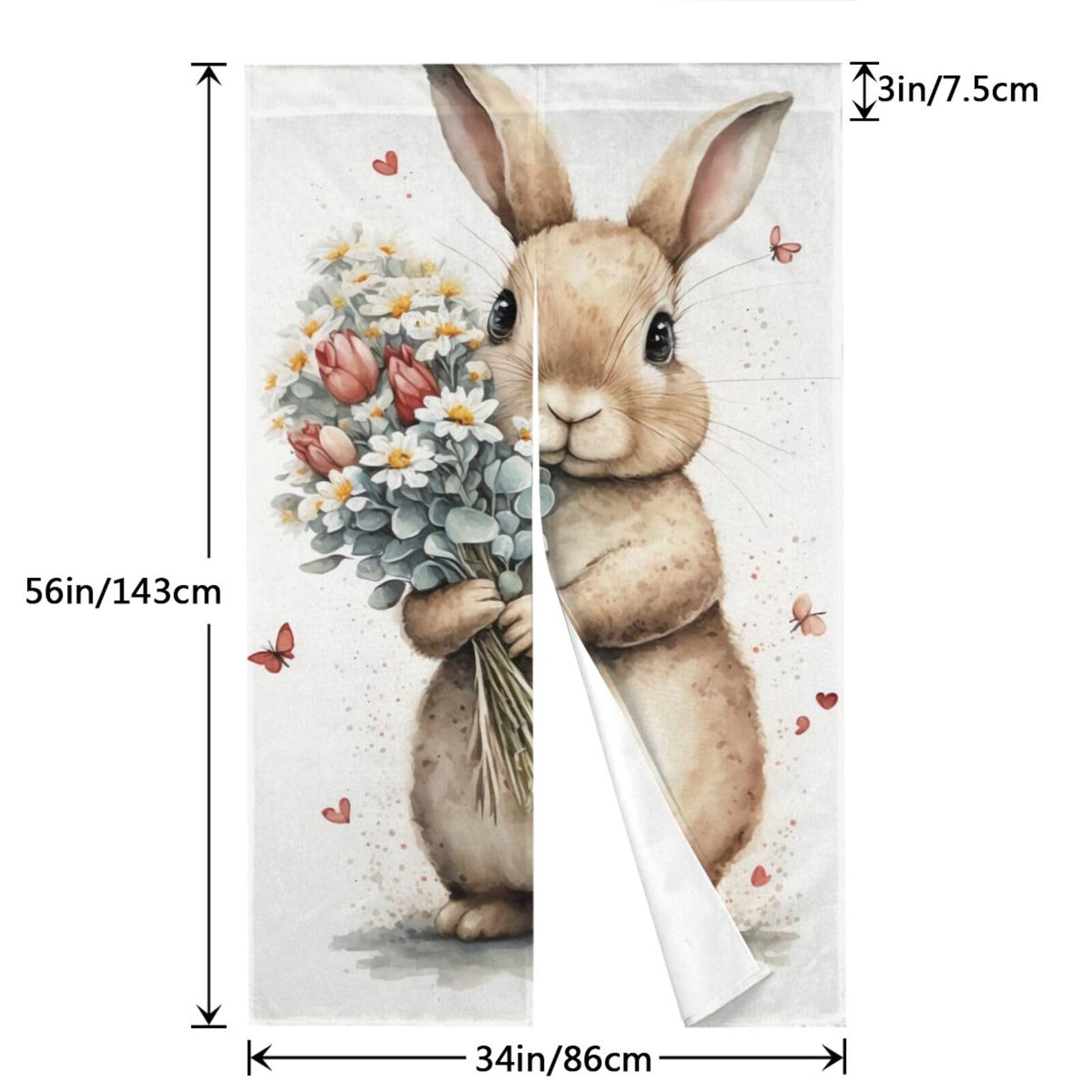Amazon｜のれん うさぎ 兎 ウサギ 花 可愛い 洗える アニメ 暖簾