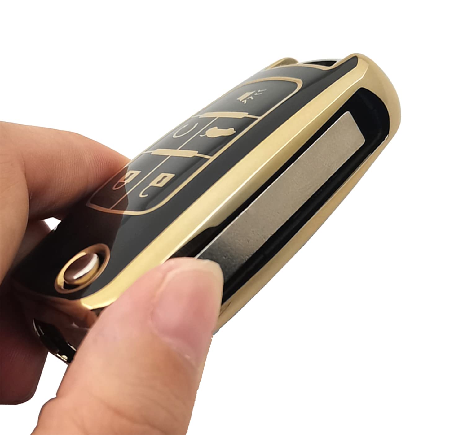 Bqepe Cover Portachiavi In Pelle E Metallica Per Chevy Chevrolet – Compatibile Con Equinox, Camaro, Cruze, Malibu, Sonic, GMC Terrain, Buick (Smart Key)