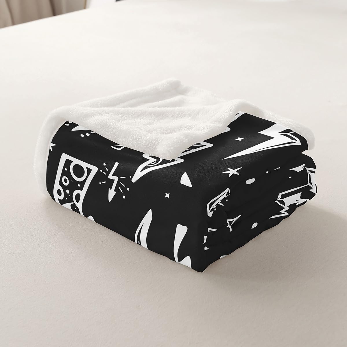 Couverture Polaire Enfant 150x200 Cm - Motif Voiture De Police, Recto Imprimé Verso Sherpa - 9
