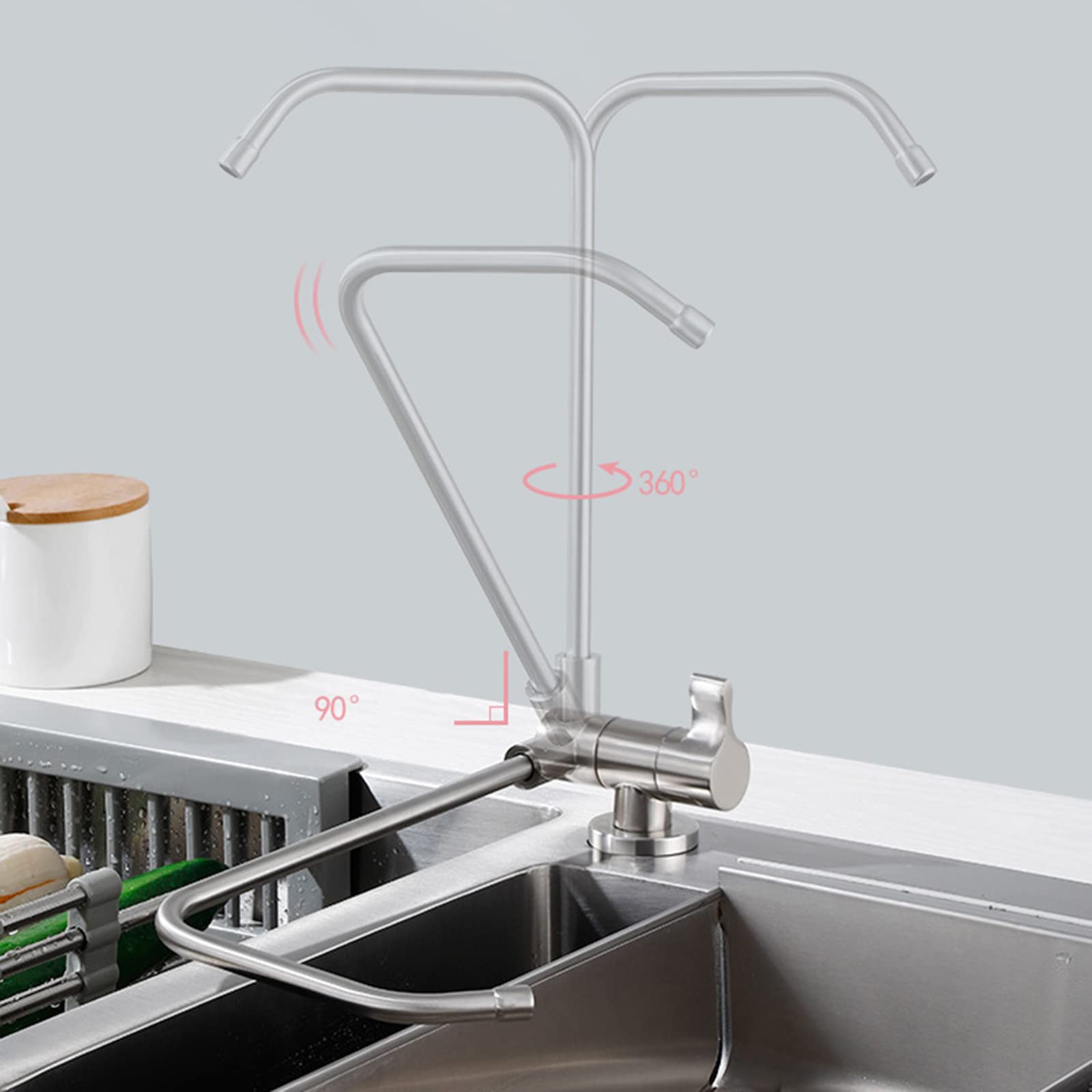 Grifos de cocina para sistema de filtro de agua Grifo de agua filtrada con rotación de 360 ° Grifo de filtro de agua-Chrome