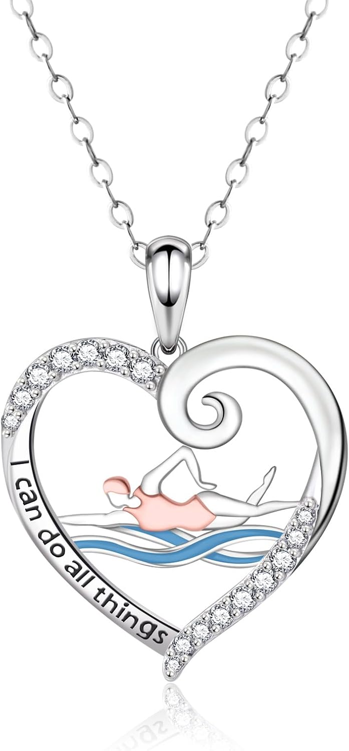 Helonley Swimming Necklace for Women 925 Sterling Silver