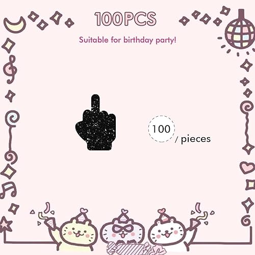 Miniatura 9 de 100 piezas de confeti de dedo medio, dispersión de papel rosa con purpurina, confeti divertido para fiesta, decoración de pastel de mano, decoración