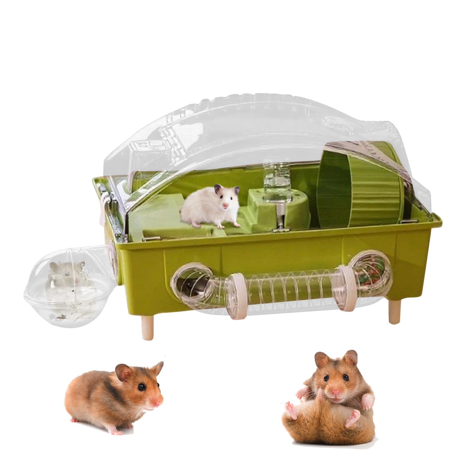 Hamsterkäfig – Transparenter -Lebensraum, belüfteter mehrstöckiger Lebensraum, Hamsterkäfig, inklusive Spielzubehör für Chinchilla-Hamster, , Igel, Häschen und Ginea