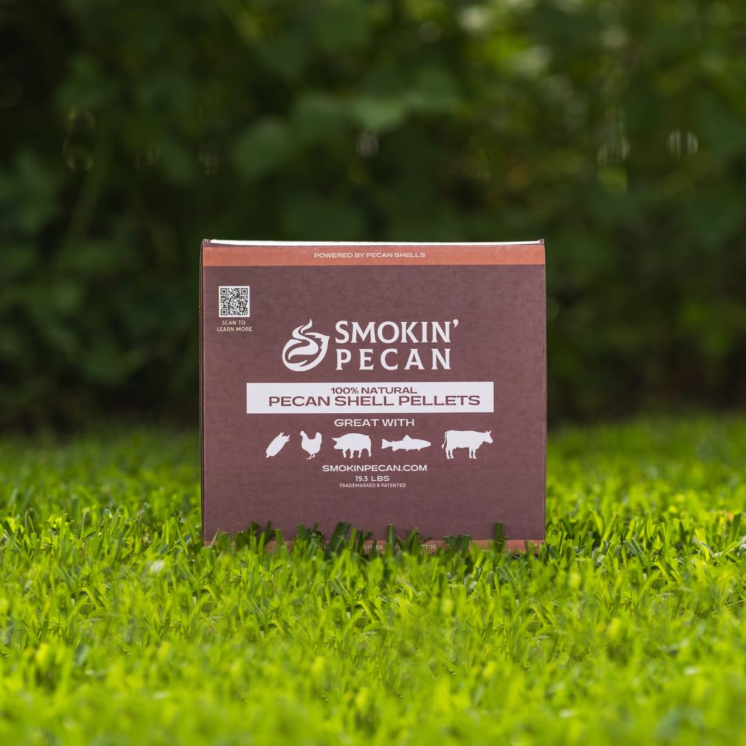 Smokin' Pecan 100% Pecan Shell Pellets, Smoking Chips - Perfect for Pellet Smokers, or Any Outdoor Grills, 20 lb. Box