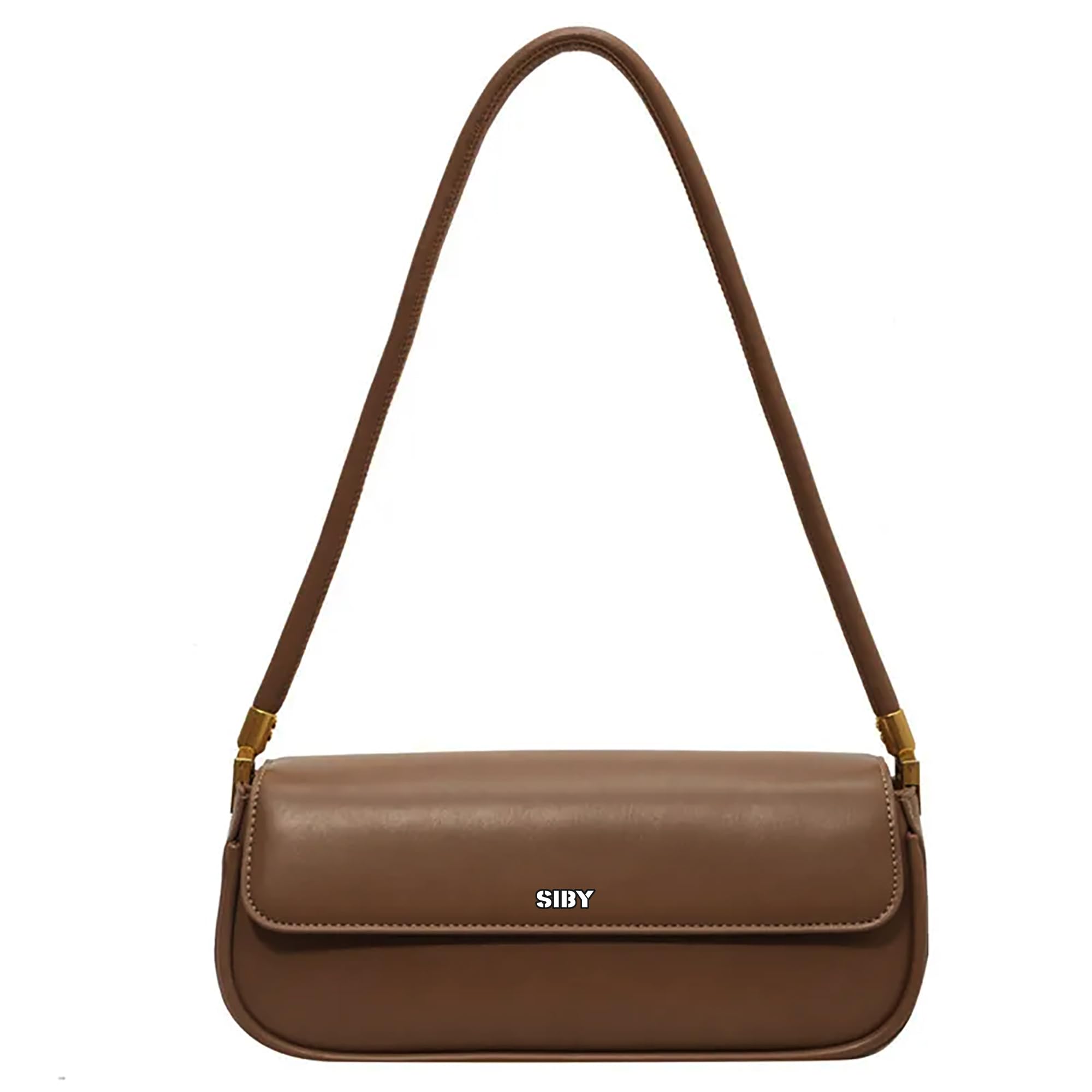 SIBY Womens PU Leather Flap Shoulder Bag - Retro Underarm Hobo Purse with Wide Strap | Clutch Handbag for Women - Brown (B0CVL69X4B) Amazon Price History, Amazon Price Tracker