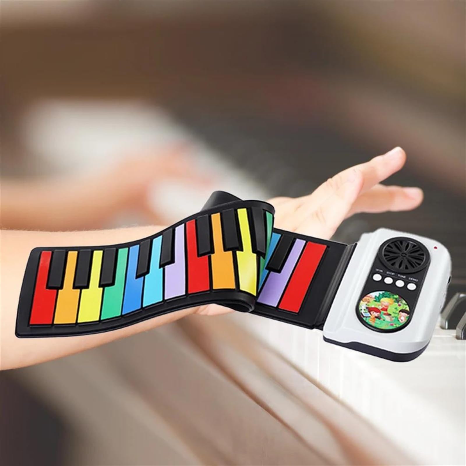 Professionelle Elektronische Tastatur 49 Tasten, Flexibles Roll-Up-Piano Innentrommelfunktion Musiktastatur Klavier USB-Eingang MIDI-Ausgang Weiches Silikon Geschenk
