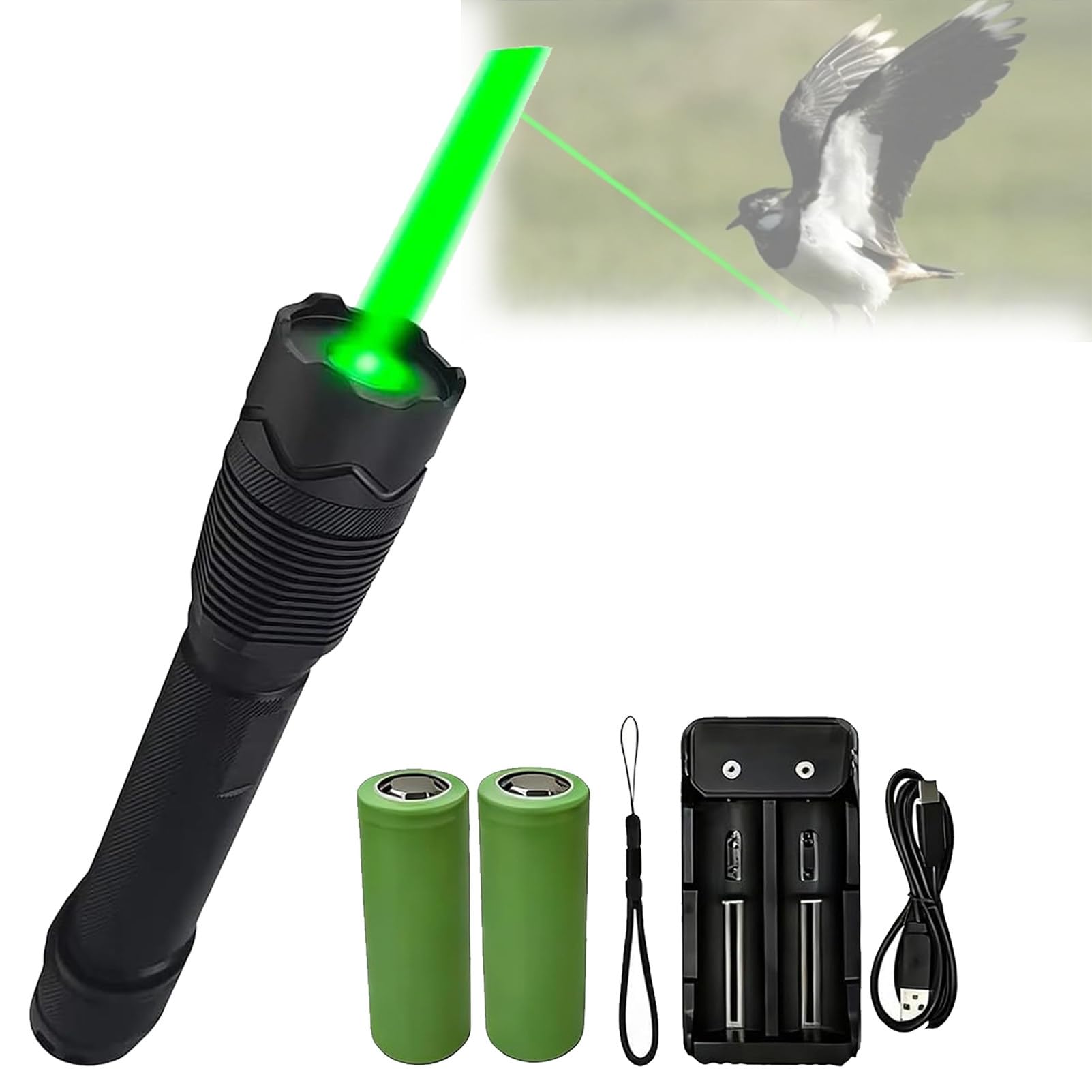 Pnpaea Rechargeable Green Bird Repeller,Seagull Deterrent,with Flashlight Function,for Power Plants, Substations,Scenic Areas, Wind Power Equipment, Power Grid Systems A