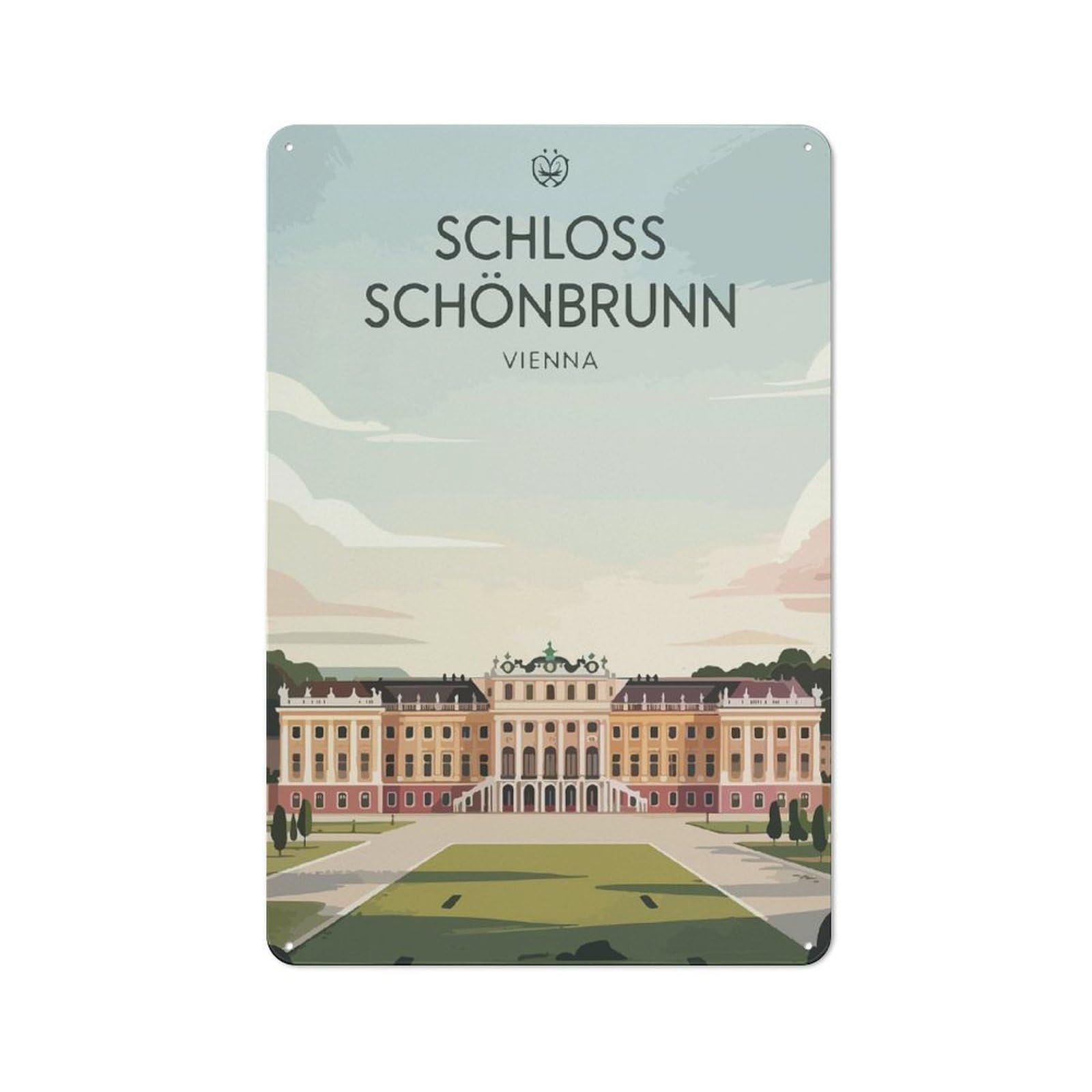 Schloss Schönbrunn Vienna Tin Sign 30x20cm, Vintage Pub Wall Decor for Bar, Kitchen, Garage Or Games Room, Small Accent for Blank Walls