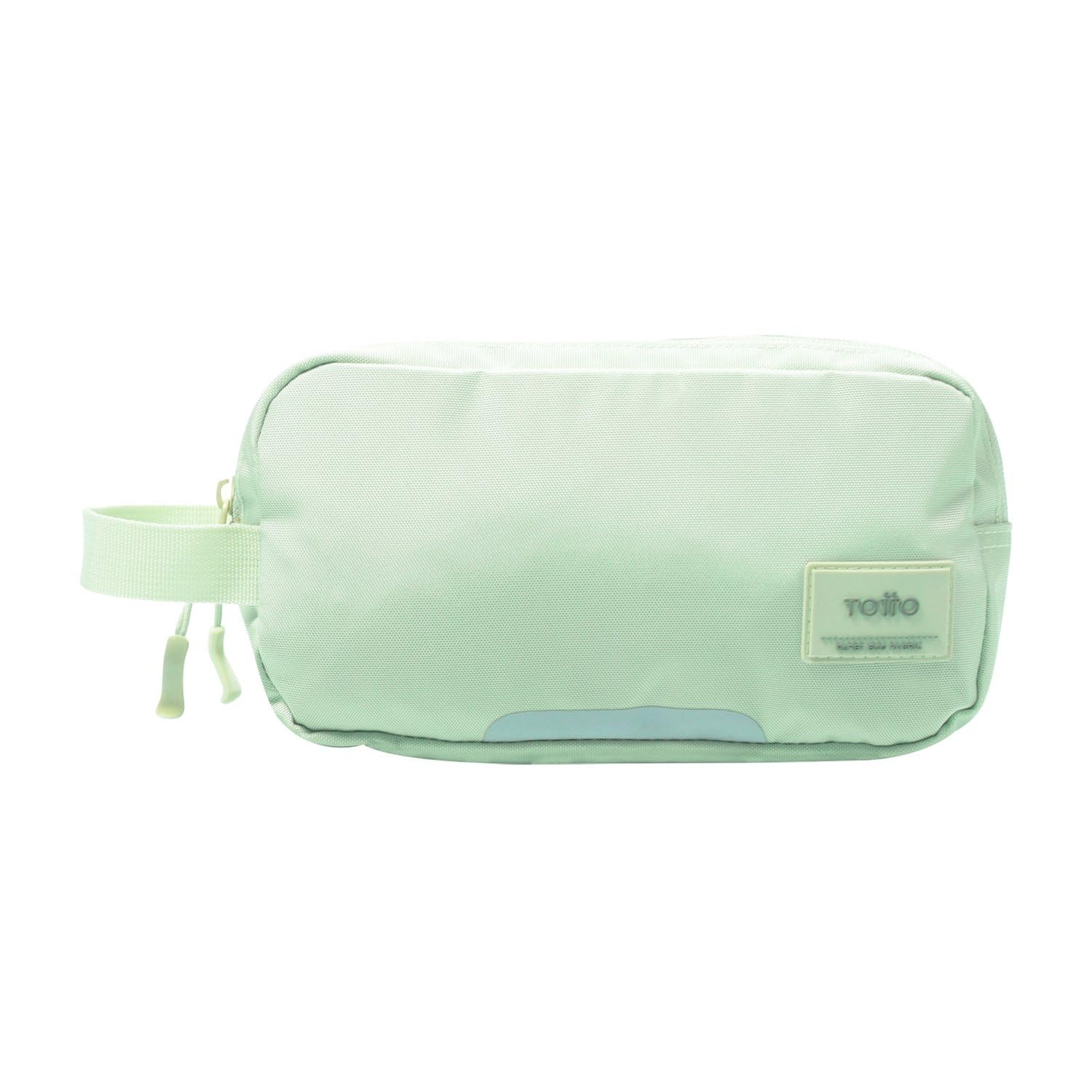 TOTTO - Estuche Escolar Dos Compartimentos, Modelo Marañon, Estuche Grande, Medidas 23.5 x 12 x 9 cm, Doble Bolsillo, Tejido Sostenible Repelente a Líquidos, Resistente y Duradero, Color Meadow Mist