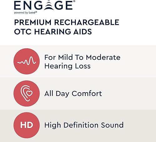 Miniatura 2 de Lucid Hearing Engage - Audífonos OTC recargables - Compatible con Android, aplicación auditiva Lucid y Bluetooth - A prueba de salpicaduras -