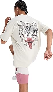 DeFactoFit NBA Chicago Bulls Oversize Geniş Kalıp Bisiklet Yaka Sırt Baskılı Kısa Kollu Tişört