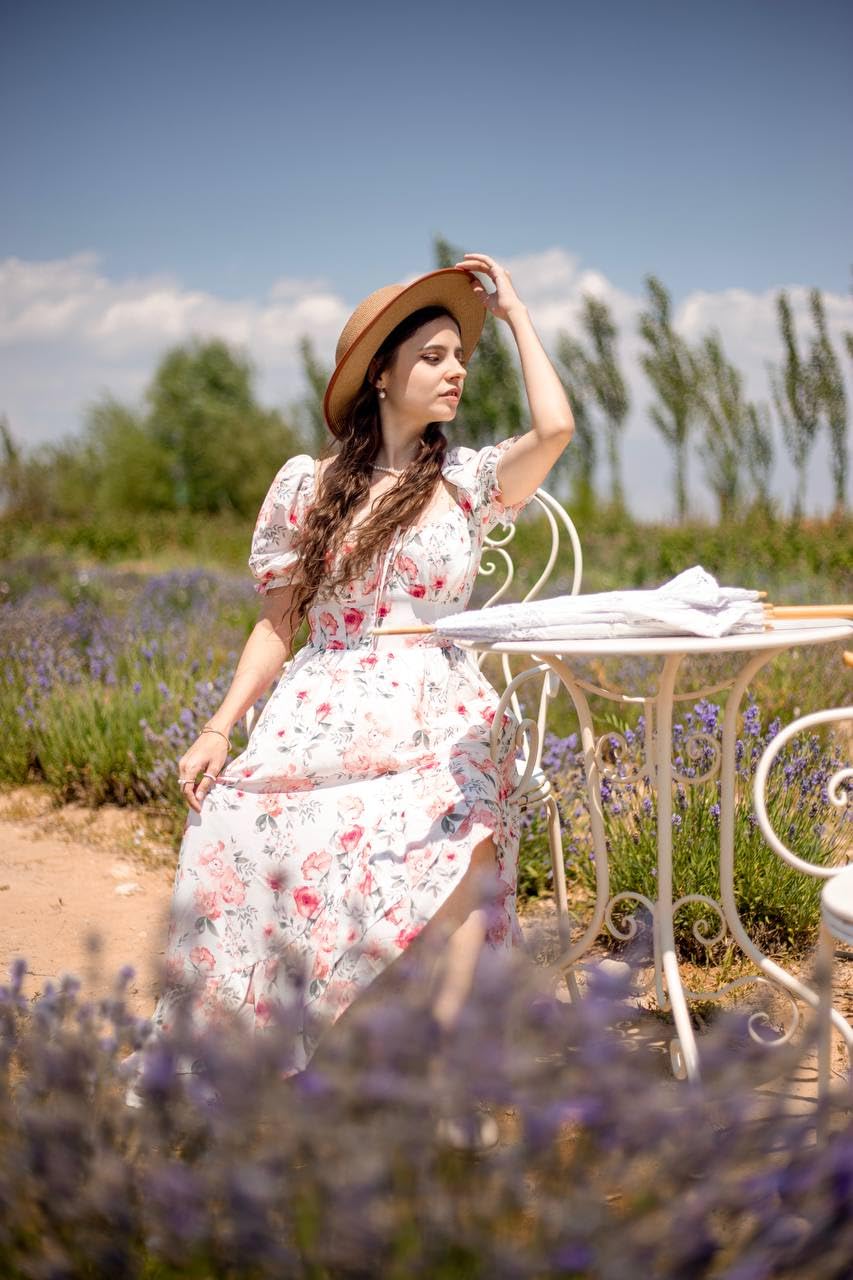 Scarlet Darkness Cottagecore Corset Dress Flowy Chiffon Floral Dresses for Women