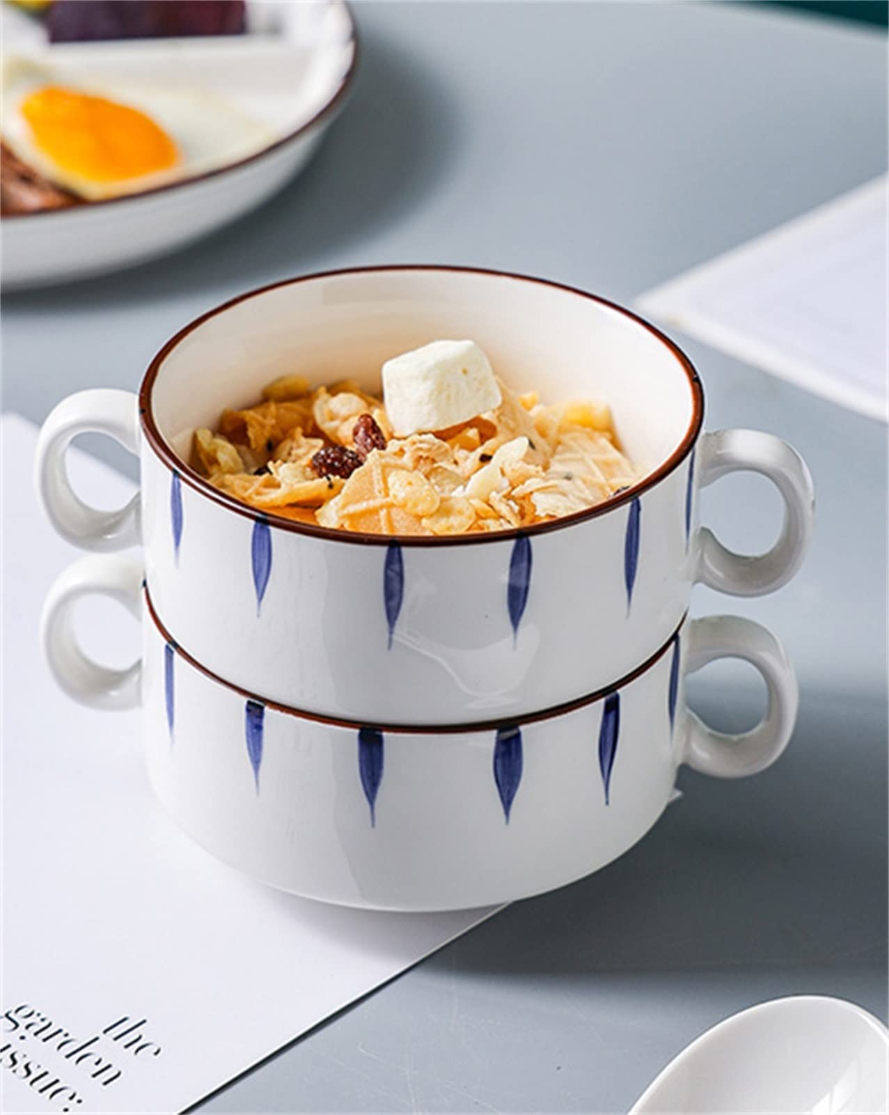 Lot de 6 assiettes de contrôle des portions avec couverts, vaisselle en céramique sans BPA, bol et tasse, passe au lave-vaisselle, idéal pour les adultes, assiettes de service avec compartiment de 8