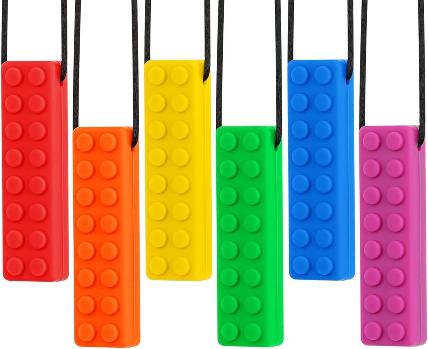YISIMIN 6PCS Sensory Chew Necklace Bundle, Silicone Chew Necklace ADHD, Autism, Biting Needs, Oral Motor Chewy Teether