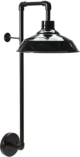 Creative Co-Op EC0844 - Aplique de pared con pantalla redonda de metal, color negro