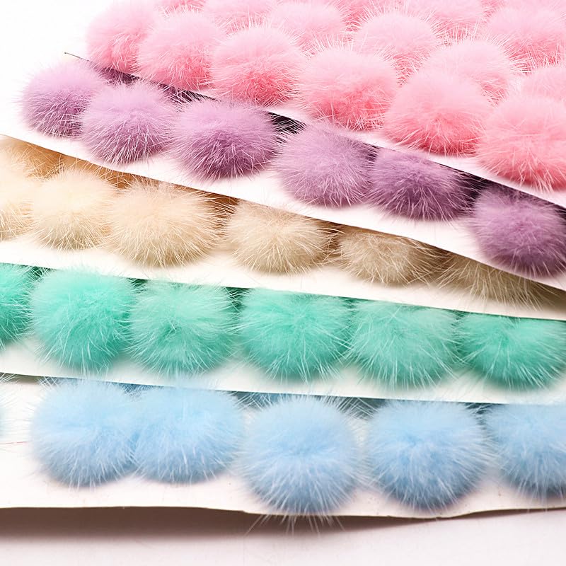 3 cm Pompon-Kugeln geeignet für Schlüsselanhänger Trim DIY Schmuck Handwerk Zubehör (Farbe: Weinrot, Größe: 30 mm, 80 Stück 1 Karte)
