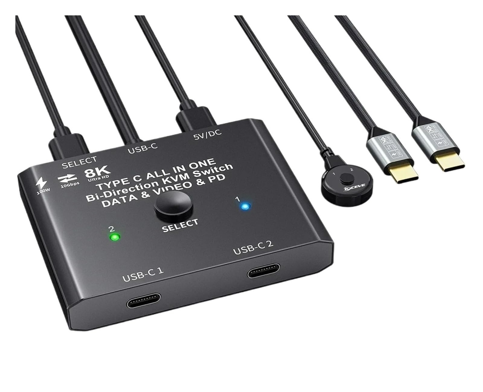 USB C Switch USB Type C KVM Switcher 8K@60Hz 4K@120Hz Video/10Gbps Data Transfer PD 100W Charging Compatible with THU*nderbolt-image-22