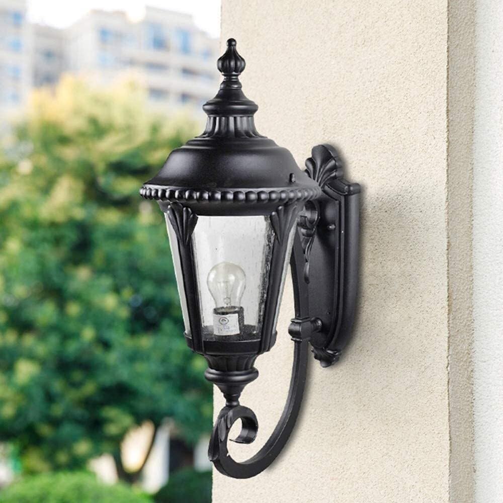 Wejścia Lampa Zewnętrzna Wodoodporna Zewnętrzna Lampa Ścienna Aluminiowa Szklana Kinkiet Ganku Garaż E27 Patio Willa Światło Oświetlenie Ogrodu(19.6 * 50cm)