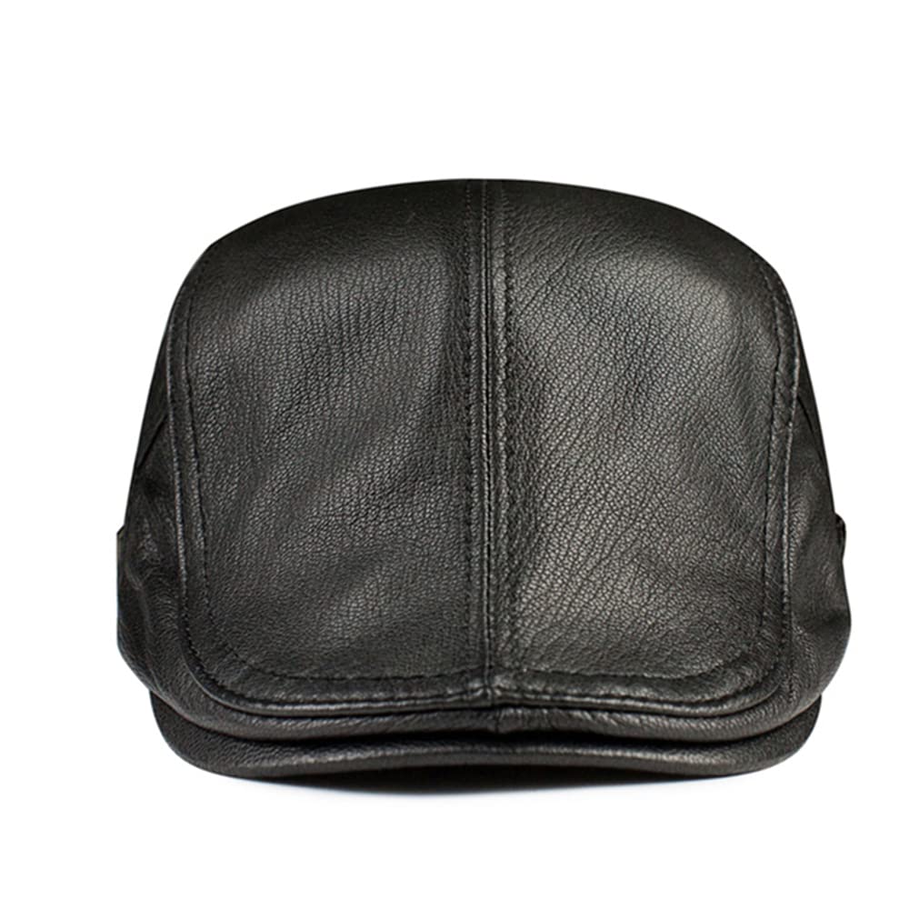Kapelusze dla mężczyzn Prawdziwej Skóry Newsboy Cap Crowskin Regulowany Płaska Czapka Brown Black Mens Beret