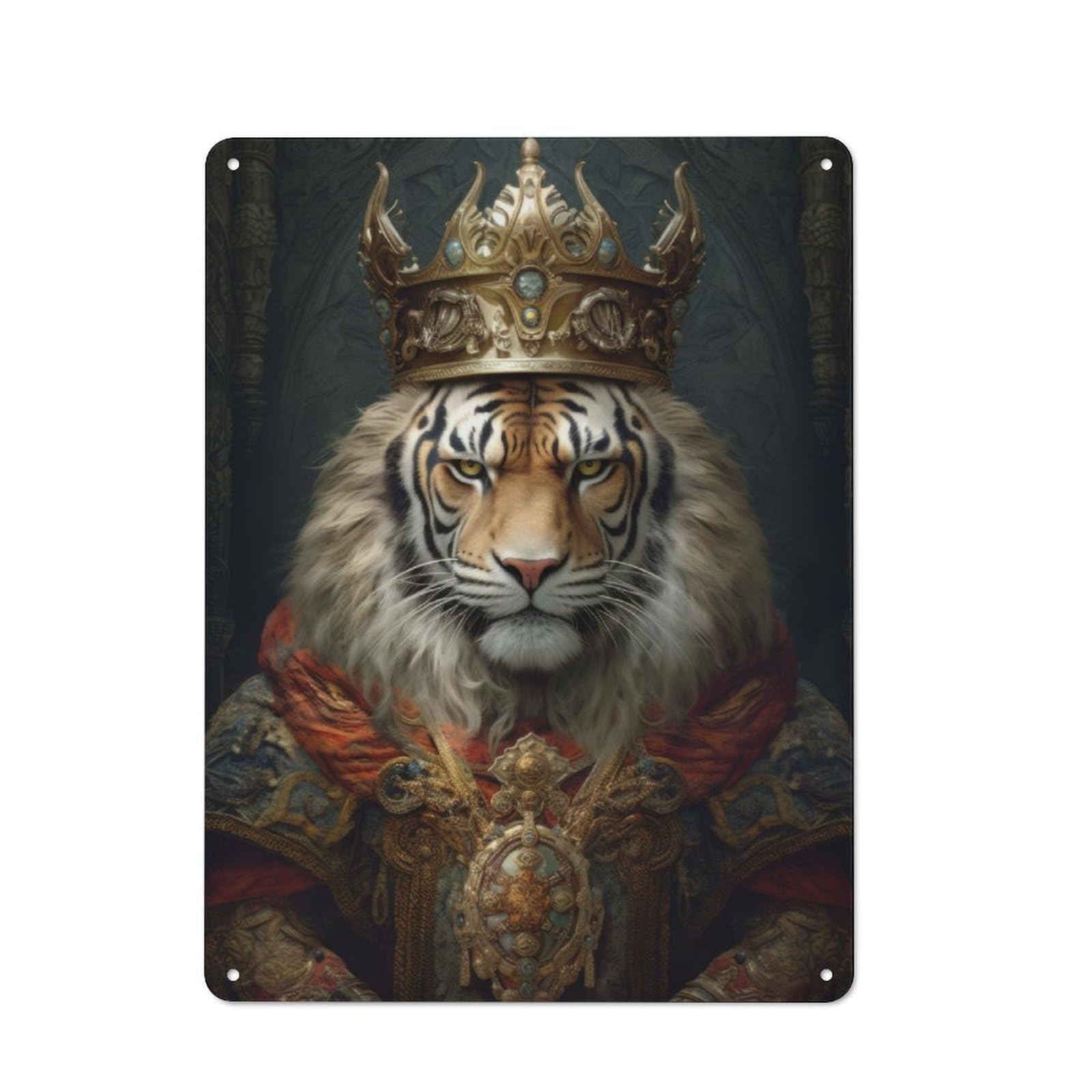 Junmoney Fancy King Tiger Industrial-Style Tin Sign 40X30cm For Pub Or Café, Suited To Pub Decor Enthusiasts