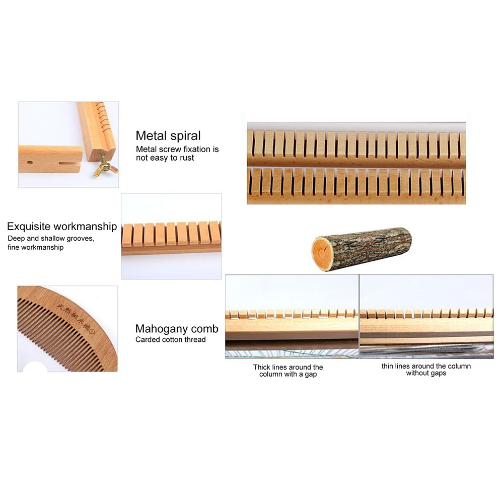 Webrahmen aus Holz – Holz-Stricktrime, Textilhandwerkswerkzeug | Webmaschine mit Stand Handgefertigte Faserkunst Kit, Mahagoni Kammgarnrahmen für Erwachsene für Kinder
