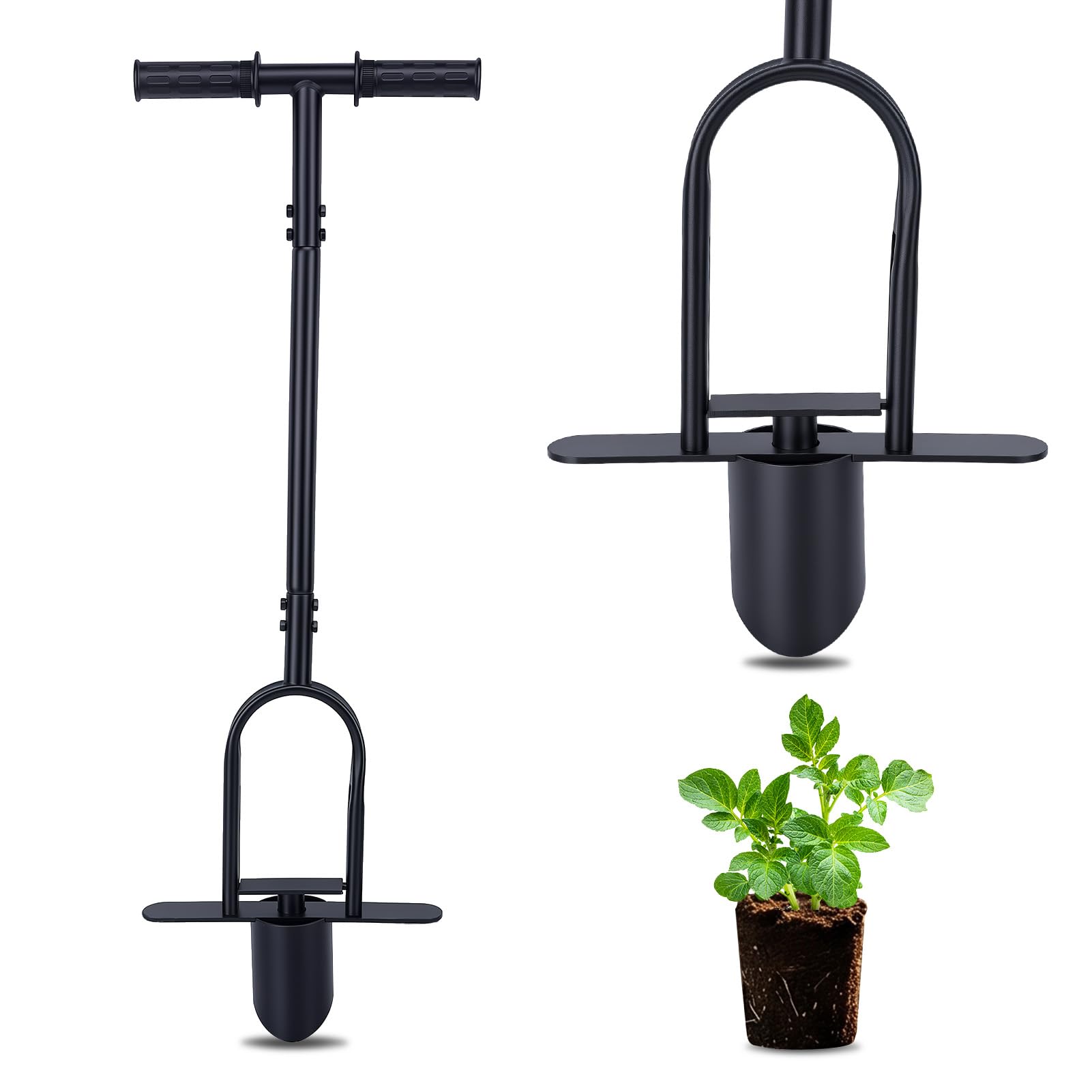 Planteur de bulbes, 87 cm, outil de plantation multifonction, en acier au carbone, profondeur : 11,5 cm, aide à planter des bulbes dans le jardin