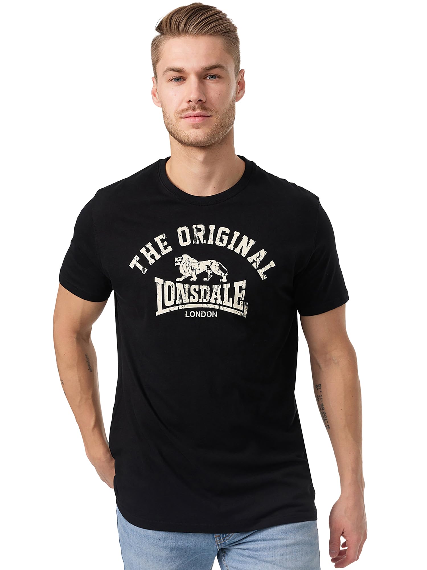 Lonsdale Unisex T-shirt Regular Fit Original Black - Medium (Manufacturer size: M)
